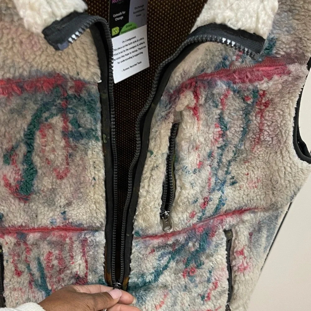Talk is Sheep Upcycled Fleece Vest with Artistic Design